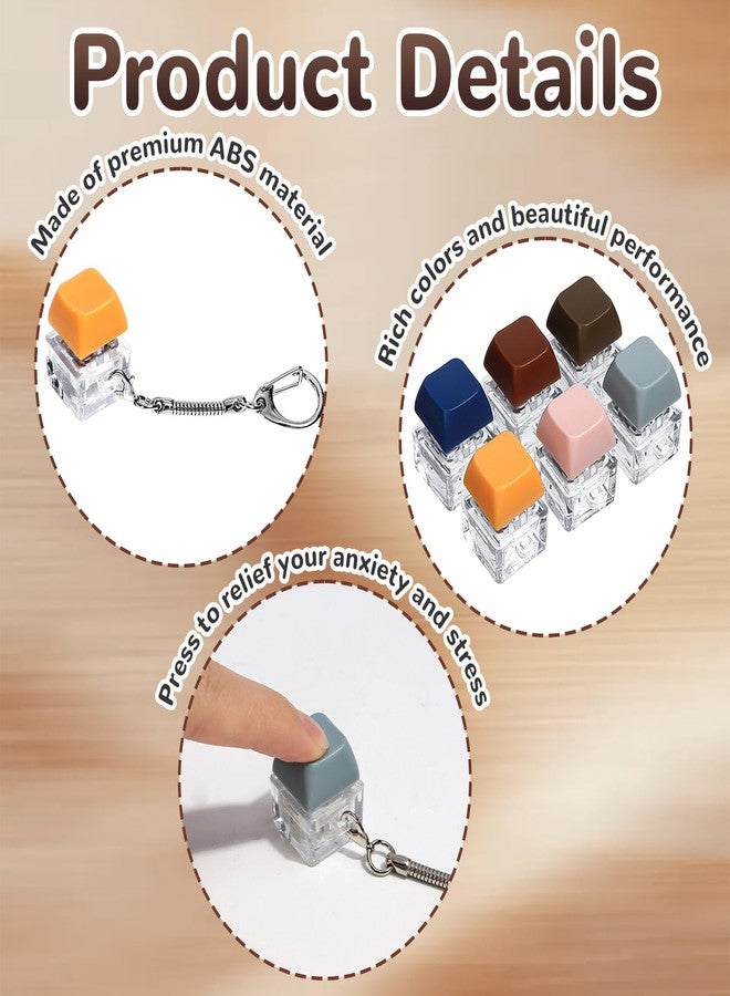 DEARIDAP 6 PCS Keyboard Fidget Toy, Keyboard Clicker Keychain, Push Bubble Sensory Fidget Toys for Kids Adults to Relief Pass Time (Green, Light Brown, Coffee, Pink, Grayish Blue, Dark Blue) - Image 5